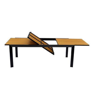 Table de jardin extensible aluminium noir 200/300cm + 10 fauteuils empilables textilène - MARCEAU