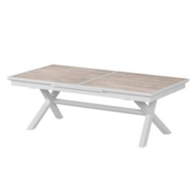 Table de jardin extensible Axiome Sépia et Blanc - Hespéride