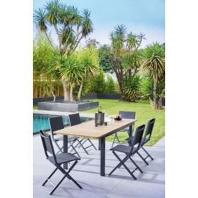 Table de jardin extensible Balito en aluminium et bois d'acacia L.160/220 x l.90 x H.74 cm Proloisirs