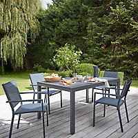 Table de jardin extensible Baradal en aluminium et verre coloris noir L.160/240 x l.150 x H.75 cm