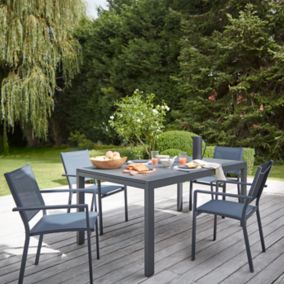 Table de jardin Toscana en aluminium et bois coloris bois et noir