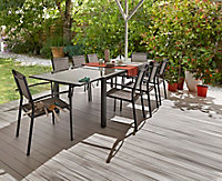 Table de jardin extensible Baru grise 200/300 x 100 cm
