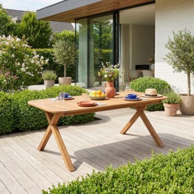 Table de jardin extensible bois d'acacia 6-8 places 180/240cm naturel - Tanzo