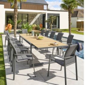 Table de jardin extensible Corvo Acacia & Graphite - Hespéride