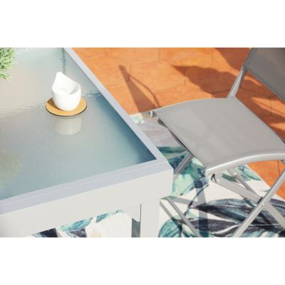 Table de jardin extensible en alu 8 pers + 4 chaises MOLVINA