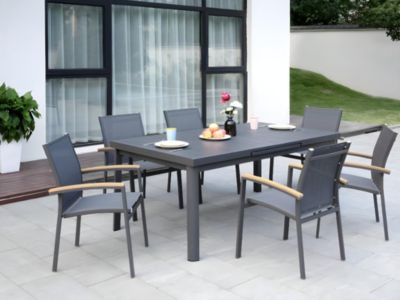 Table de jardin extensible  en aluminium 180/240cm - Anthracite - NAURU de MYLIA