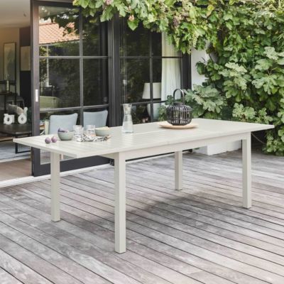 Table de jardin extensible en aluminium 8 à 10 places crème  Oviala