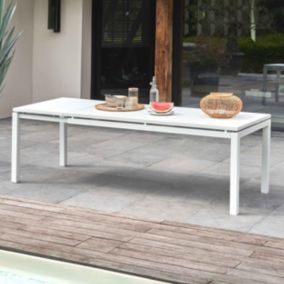 Table de jardin extensible en aluminium blanc  Oviala