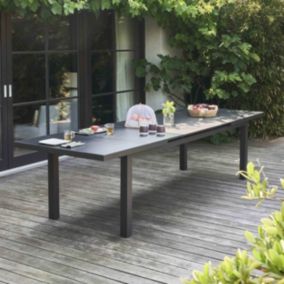Table de jardin extensible en aluminium gris 12 places  Oviala