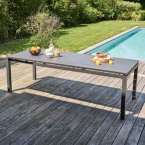 Table de jardin extensible en aluminium gris  Oviala