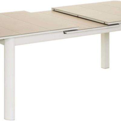 Table de jardin extensible en aluminium ivoire Milos