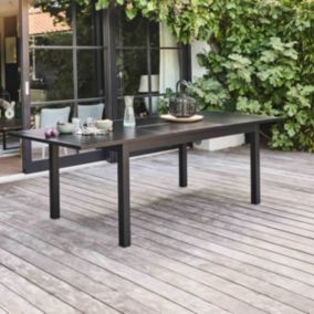 Table de jardin extensible en aluminium noir 8 places  Oviala