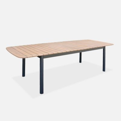 Table de jardin extensible en bois et aluminium 190/250cm 8 places