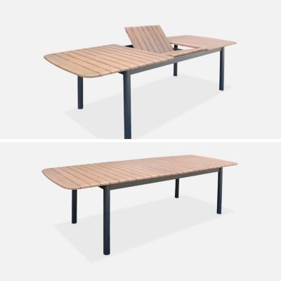 Table de jardin extensible en bois et aluminium 190/250cm 8 places