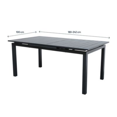 Table de jardin extensible Galini aluminium coloris gris anthracite L.180/242 x l.100 x H.76 cm GoodHome
