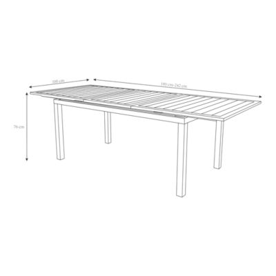 Table de jardin extensible Galini aluminium coloris Nuit sans lune L.180/242 x l.100 x H.76 cm GoodHome