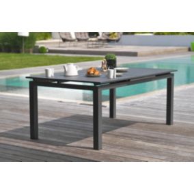 Table de jardin extensible Miami en aluminium coloris gris anthracite L.180/240 x l.100 x H.77 cm - DCB GARDEN