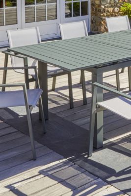 Table de jardin extensible Miami en aluminium coloris kaki L.180/240 x l.100 x H.77 cm
