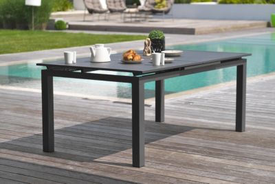 Table de jardin extensible Miami L. 180 cm x l. 100 cm aluminium gris anthracite