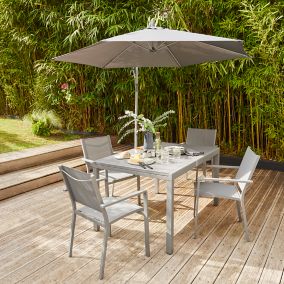 Table de jardin extensible Moorea en aluminium coloris gris acier L.140/200 x l.90 x H.75 cm