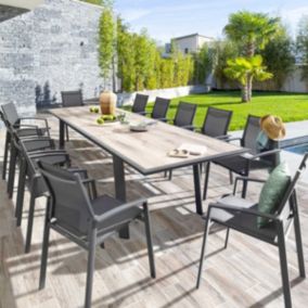 Table de jardin extensible Pavane Graphite & Pécan - Hespéride