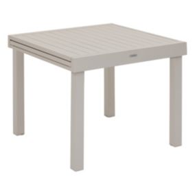 Table de jardin extensible Piazza aluminium blanc argile L.90/180 x l.90 x H.75 cm