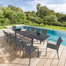 Table de jardin extensible Piazza Anthracite & Graphite - Hespéride