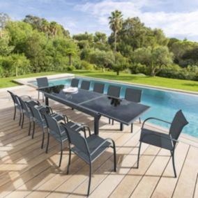 Table de jardin extensible Piazza Anthracite & Graphite - Hespéride