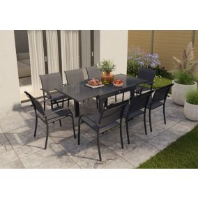 Table de jardin extensible Piazza gris anthracite et graphite