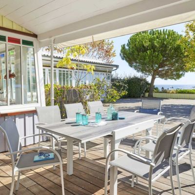 Table de jardin extensible Piazza Gris smoke & Blanc - Hespéride