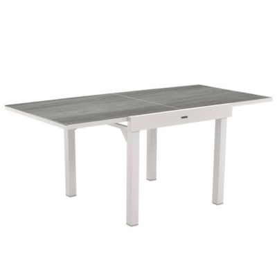 Table de jardin extensible Piazza Gris smoke & Blanc - Hespéride