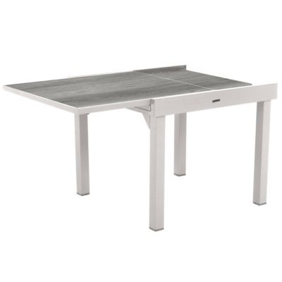 Table de jardin extensible Piazza Gris smoke & Blanc - Hespéride