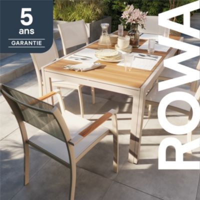 Table de jardin extensible rectangulaire en aluminium beige L. 155-262,8 X l.75 cm GoodHome Pistache