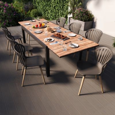 Table de jardin extensible rectangulaire en aluminium gris L.163-252 X l.95 cm GoodHome Fagao