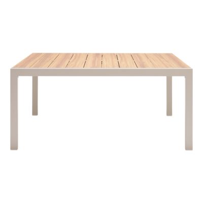 Table de jardin extensible Rowa en aluminium coloris crème et plateau imitation bois GoodHome