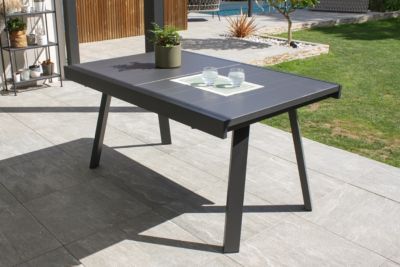 Table de jardin extensible Stockholm en aluminium coloris gris anthracite L.150/225 x l.96 x H.76 cm - DCB GARDEN