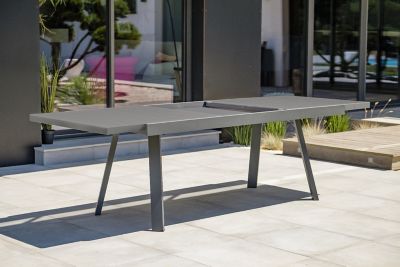 Table de jardin extensible Stockholm en aluminium coloris gris anthracite L.200/300 x l.96 x H.76 cm - DCB GARDEN