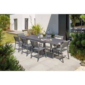 Table de jardin extensible Stockholm en aluminium coloris gris anthracite L.200/300 x l.96 x H.76 cm - DCB GARDEN