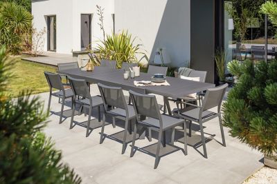 Table de jardin extensible Stockholm en aluminium coloris gris anthracite L.200/300 x l.96 x H.76 cm - DCB GARDEN