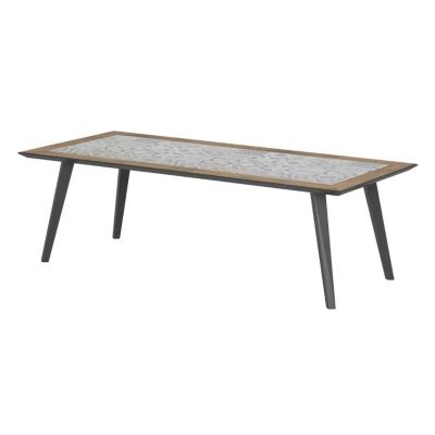 Table de jardin fixe en acier 8 places Gris, L. 213 x l. 92 x H. 74 cm, LAMBADA