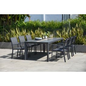 Table de jardin extensible Cubic en aluminium coloris graphite et