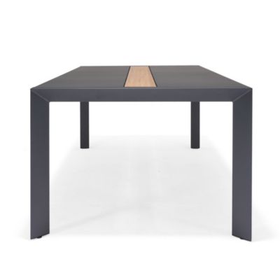 Table de jardin Freser V2 en aluminium coloris gris foncé et latte centrale imitation bois 8 personnes