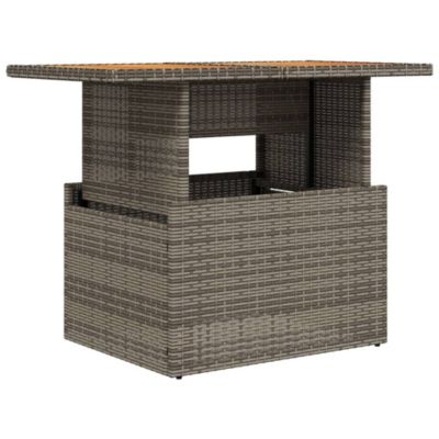 Table de jardin gris 100x55x73 cm résine tressée et bois acacia vidaXL