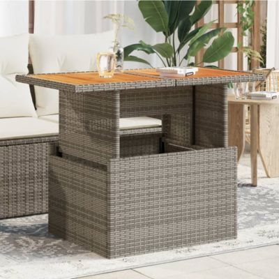 Table de jardin gris 100x55x73 cm résine tressée et bois acacia vidaXL