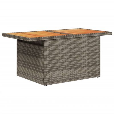 Table de jardin gris 100x55x73 cm résine tressée et bois acacia vidaXL