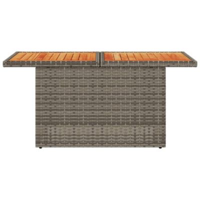 Table de jardin gris 100x55x73 cm résine tressée et bois acacia vidaXL