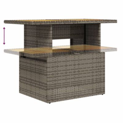 Table de jardin gris 100x55x73 cm résine tressée et bois acacia vidaXL