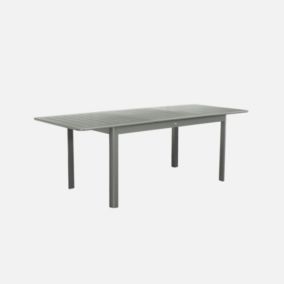 Table de jardin kaki SEATTLE extensible aluminium. 6 places. 155 / 218.5 x 89 x 75 cm