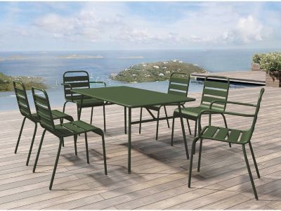 Table de jardin L.160 cm en métal - Kaki - MIRMANDE de MYLIA