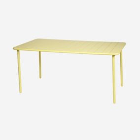 Table de jardin métal 6-8 places. jaune. Amelia. 160x90xH72.5cm